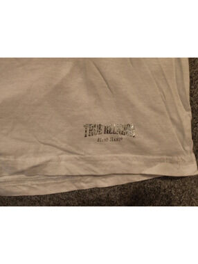 True Religion White Metallic Logo T‑Shirt • Medium